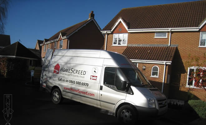 Homescreed van at a floor screeding job. 